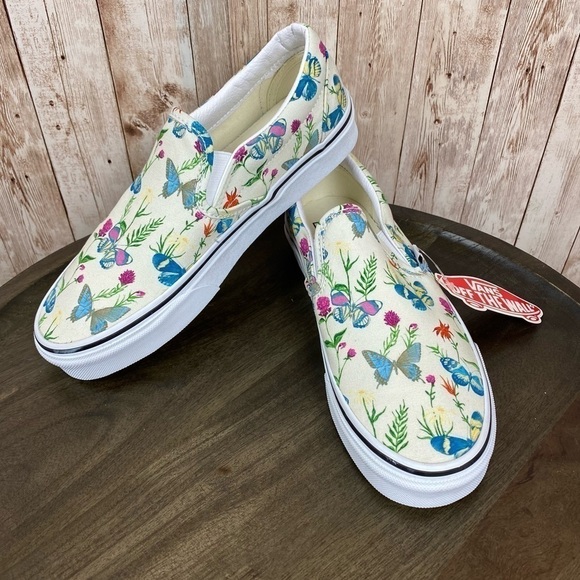 Vans Shoes - Vans Slip On Butterfly Floral Canvas Sneaker Size 7 Women